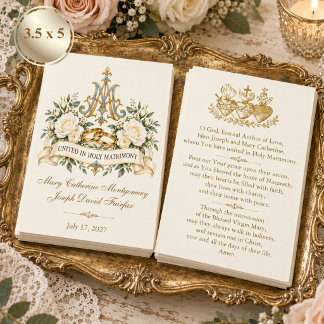 Correspondance Carte de prière de mariage catholique avec monogra
