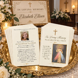 Correspondance Carte de prière funéraire catholique Jésus Divine