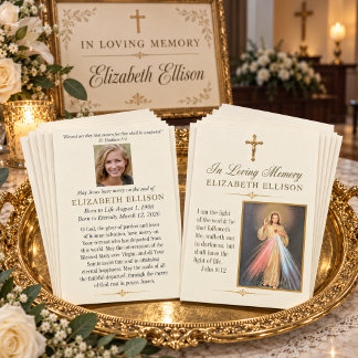 Correspondance Carte de prière funéraire catholique Jésus Divine