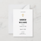 Correspondance Carte de prière funéraire simple noir et blanc (Devant)