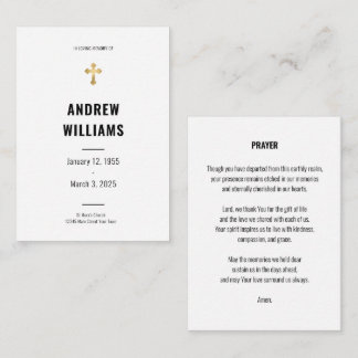 Correspondance Carte de prière funéraire simple noir et blanc