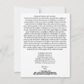 Correspondance Carte de prière pour les enseignants et catéchiste (Dos)