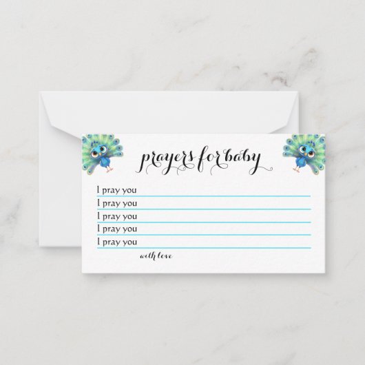 Correspondance Carte de prières Baby shower Peacock bleu (Devant)