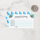 Correspondance Carte de prières Baby shower Peacock bleu (Devant/Arrière en situation)