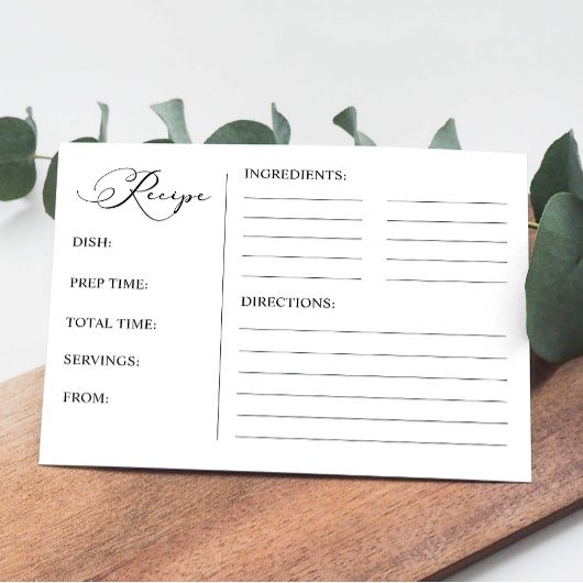 Correspondance Carte de recette Black Modern Simple Script Bridal