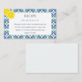 Correspondance Carte de recette de Fête des mariées sicilienne (Devant / Derrière)