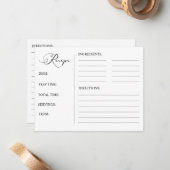 Correspondance Carte de recette de mariage moderne simple noir éc (Devant/Arrière en situation)
