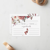 Correspondance Carte de recette de Mariage Rose rouge flou (Devant/Arrière en situation)