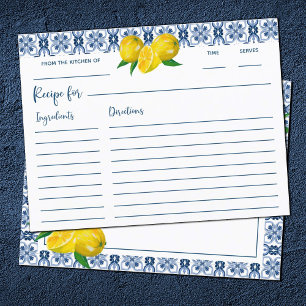 Correspondance Carte de recette Fête des mariées citron bleu ital