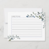 Correspondance Carte de recette Mariage fleuri vert argent Sage (Dos)