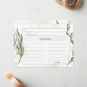 Correspondance Carte de recette Mariage Floral Vert Gold Sage (Devant/Arrière en situation)