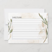 Correspondance Carte de recette Mariage Floral Vert Gold Sage (Dos)