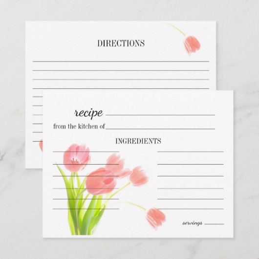 Correspondance Carte de recette Mariage pour tulipes roses douces (Devant / Derrière)