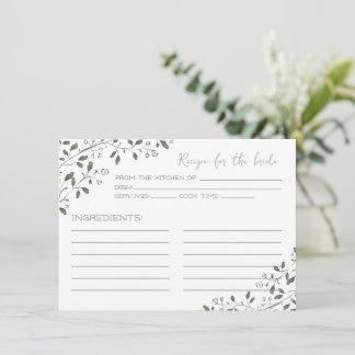 Correspondance Carte de recette pour la mariée de la Branche Flor