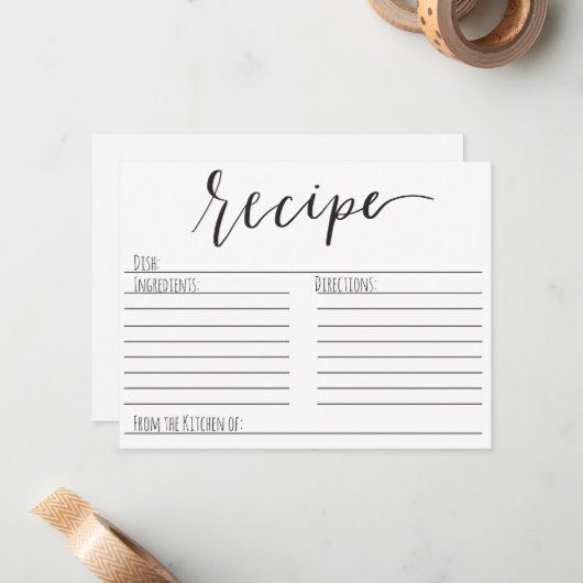 Correspondance carte de recette simple (Devant/Arrière en situation)