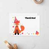 Correspondance Carte de remerciement anniversaire renard mignon p (Devant/Arrière en situation)