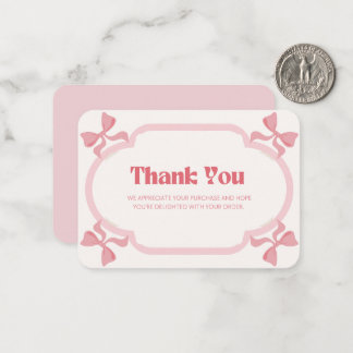 Correspondance Carte de remerciement avec un nœud ruban rose mign