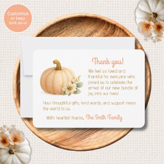 Correspondance Carte de remerciement Baby Shower Citrouille en Or