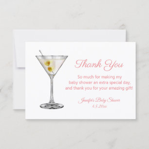 Correspondance carte de remerciement baby shower martini rose scr