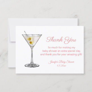 Correspondance carte de remerciement baby shower martini rose scr