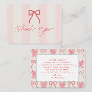 Correspondance Carte de remerciement Baby Shower Ruban Rouge & Ra