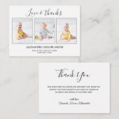 Correspondance Carte de remerciement bébé photo calligraphie mode (Devant / Derrière)