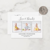 Correspondance Carte de remerciement bébé photo calligraphie mode (Devant/Arrière en situation)