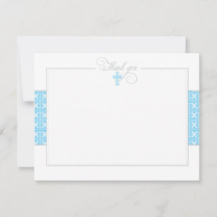 Correspondance Carte de remerciement bleu baptême à plat