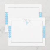 Correspondance Carte de remerciement bleu pour baptême (Devant / Derrière)