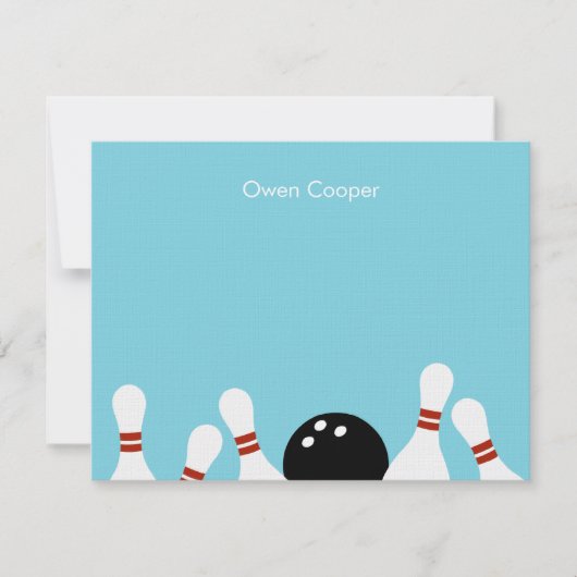 Correspondance Carte de remerciement Bowling Fun (Turquoise) (Devant)