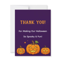 Carte de remerciement de fête Halloween Citrouille