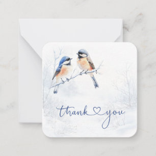 Correspondance Carte de remerciement de l'oiseau mésange en hiver