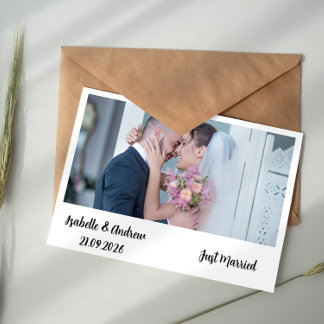 Correspondance Carte de remerciement de mariage photo avec typogr