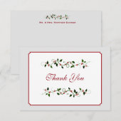 Correspondance Carte de remerciement de mariage pour les fêtes de (Devant / Derrière)