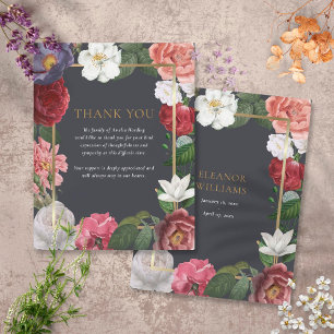 Correspondance Carte de remerciement florale dorée pour funéraill