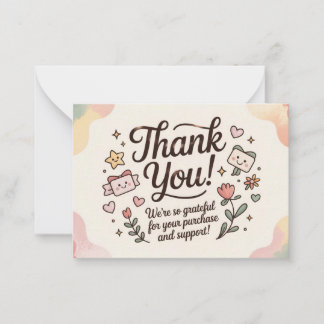Correspondance Carte de remerciement pastel mignonne
