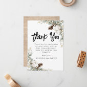 Correspondance Carte de remerciement Pinecone Spruce Flat (Devant/Arrière en situation)