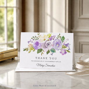 Correspondance Carte de remerciement plat floral violet pour 100e