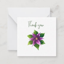 Carte de remerciement plate à motif de fleur aquar
