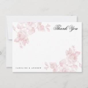 Correspondance Carte de remerciement plate à motif floral vintage
