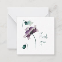 Carte de remerciement plate Coquelicot Violet