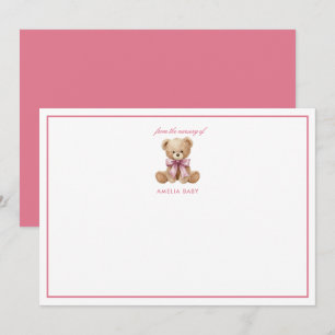 Correspondance Carte de remerciement pour Baby Shower Teddy Ours
