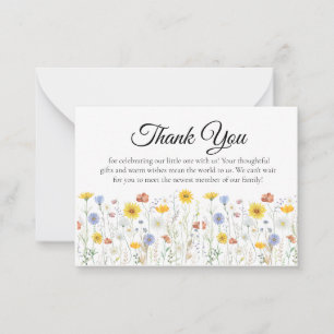 Correspondance Carte de remerciement pour Baby Shower Wildflower
