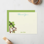 Correspondance Carte de remerciement Ukulele Monkey (Devant/Arrière en situation)