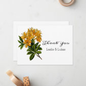 Correspondance Carte de remerciements à fleurs jaunes (Devant/Arrière en situation)