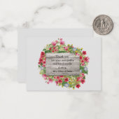 Correspondance Carte de remerciements à fleurs rose (Devant/Arrière en situation)