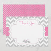 Correspondance Carte de remerciements Baby shower Chevron Elephan (Devant / Derrière)