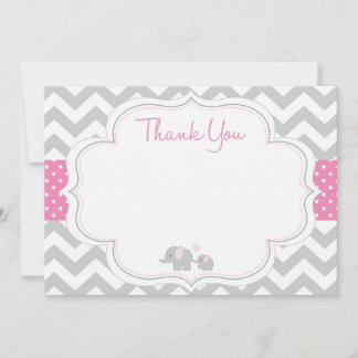 Correspondance Carte de remerciements Baby shower Chevron Elephan