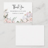 Correspondance Carte de remerciements Baby shower Citrouille rose (Devant / Derrière)