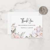 Correspondance Carte de remerciements Baby shower Citrouille rose (Devant/Arrière en situation)